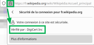Figure 8 - Accès aux détails du certificat présenté par https://fr.wikipedia.org 